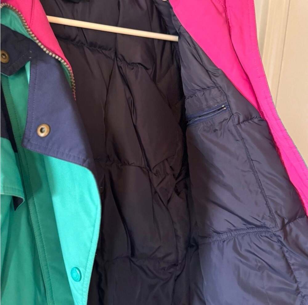 Vintage Eddie Bauer Goose Down Ski Jacket 90s Colorblock Puffer Coat Retro Y2K - Picture 13 of 14